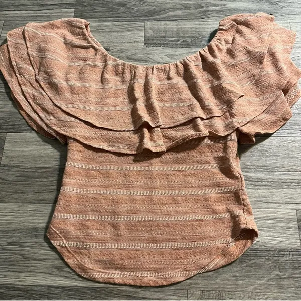 Free People Open Weave Jacquard Knit Wide Scoop Neck Heirloom Blouse Top; XS - Image 12