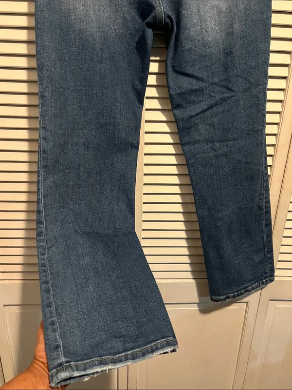 Risen Jeans Womens 11/30 Blue Mid Rise Crop Straight Distressed RDP5301 - Image 8