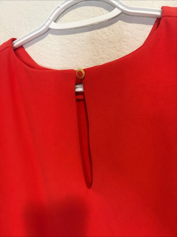 Classic coral Red Short-Sleeve Shift Dress size 4 - Image 6