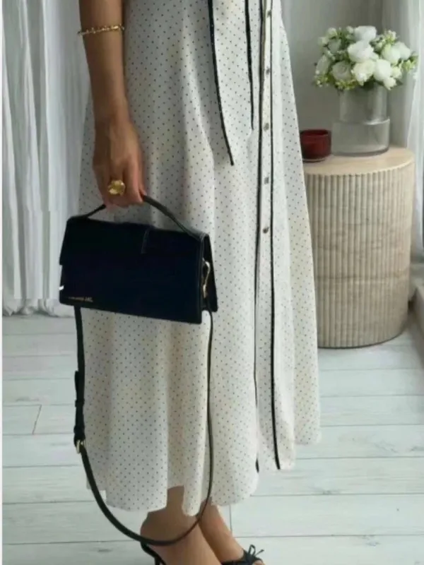 ZARA Cream Maxi Shirt Dress with Black Contrast Trim - Image 8