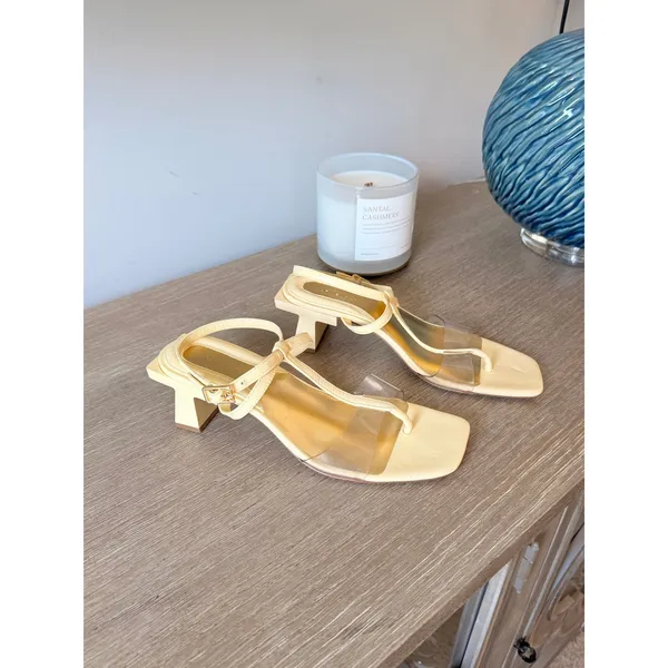 Tory Burch Lucite T-Heel Sandal Womens Pale Yellow Size 8M - Image 2