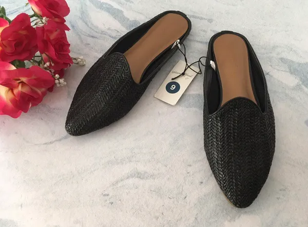 Black Woven Flats, Size 9 - Image 3