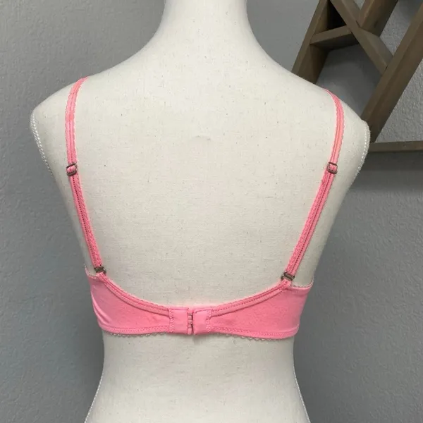 Victoria'S Secret Lined Demi Buste Double Pink White Floral Embroidery Lace - Image 4