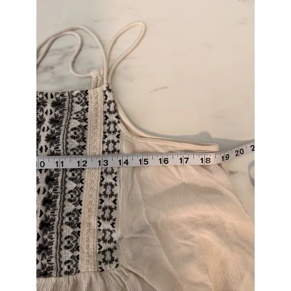 Abercrombie & Fitch Ivory Embroidered Boho Handkerchief Hem Cami‎ Top XS Mens - Image 10