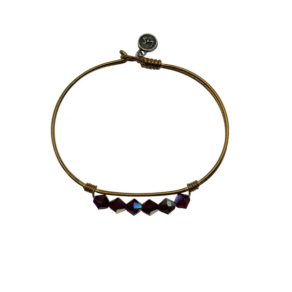Luca +‎ Danni Bangle Bracelet Brass Green Faceted Glass Bead Stackable L+S USA - Image 3