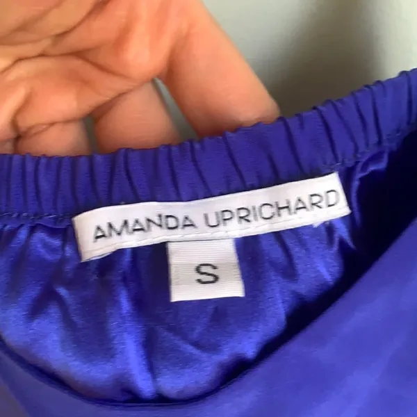 Amanda Uprichard Blue Silk Faux wrap Dress S - Image 4