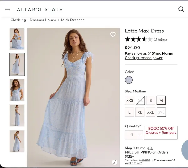 Altar'd State Dress Blue Floral - Image 6