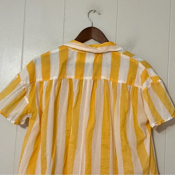 Free People We The Free Float Away Shirt Yellow White Stripe Button Down NWT XS - Image 10