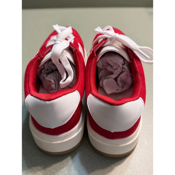 Madden Girl Red Platform Sneakers‎ White Stripe Lace Up Size 8.5 B12B - Image 8