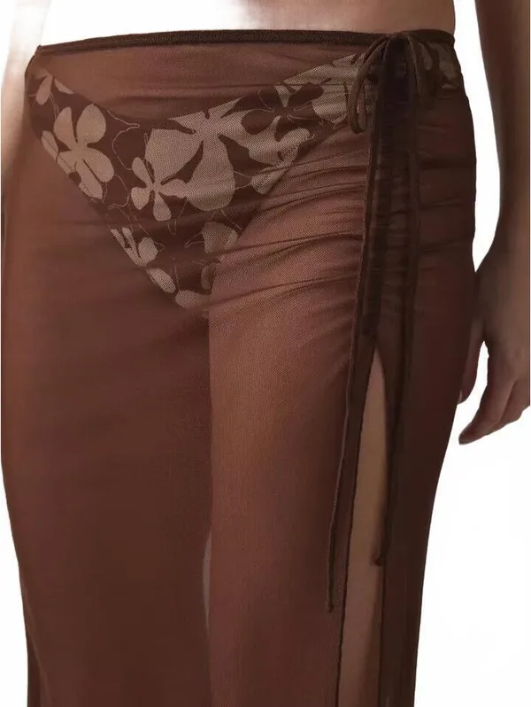 UO Got It Covered Sheer Mesh Maxi Sarong Urban Outfitters Brown S/M - Image 4