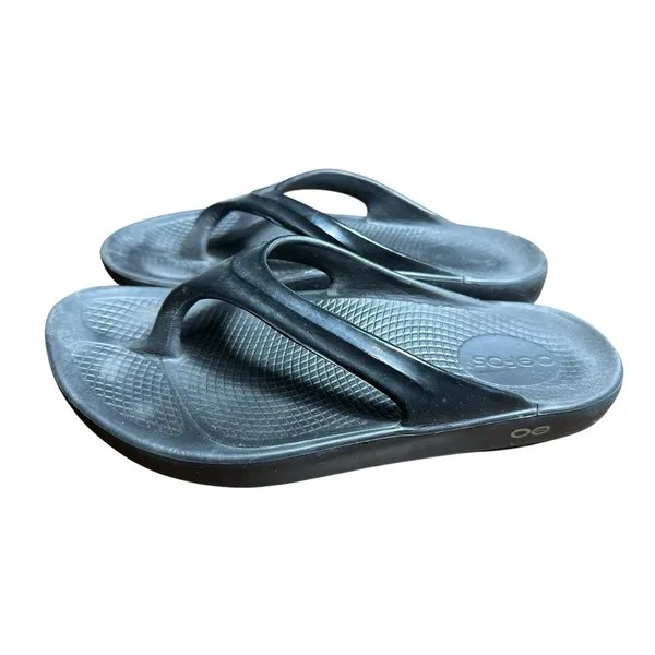 Oofos OOlala Luxe Flip Flop Thong Recovery Sandal Women's‎ Size 8 Black #S54-6 - Image 6