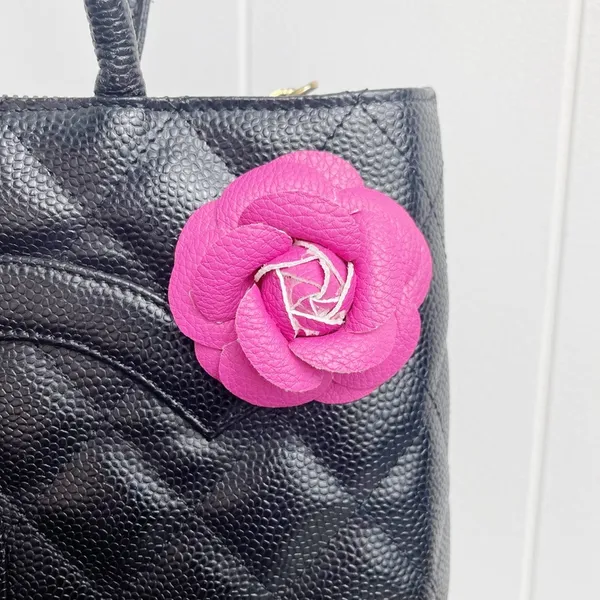 Camellia Flower Vegan Leather Magnetic Bag Charm - Image 6