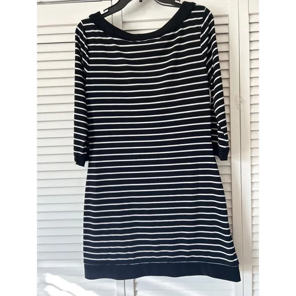 White House‎ Black Market Striped 3/4 Sleeve Boat Neck Dress Size Medium - Image 4