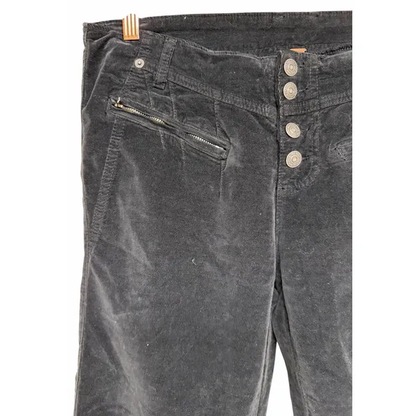 Free People Hit‎ Back Slim Flare Pants Black Velvet Women's Size 8 - Image 7