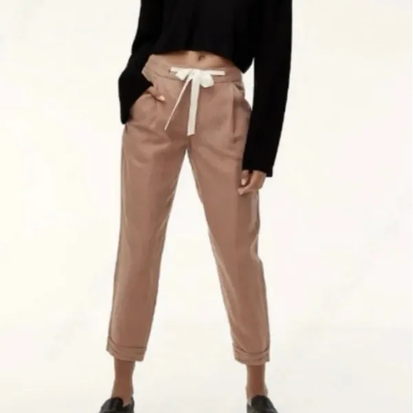 WILFRED ARITZIA Women's 8 Allant Linen Pants Cropped Waist Tie Moroccan Spice - Image 15