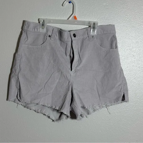 Aerie Women Ribbed Cut Off Gray Curdoroy Shorts Size Large‎ - Image 2