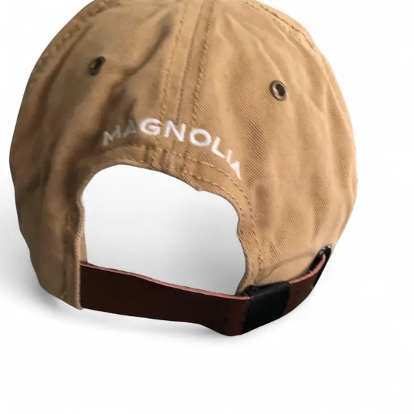 Silos Magnolia Baseball Cap Unisex Adjustable Curved Brim Tan Brown Leather Strap Adjustable One Size - Image 4