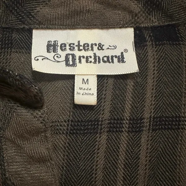 Hester & Orchard 90s Americana Grunge Plaid Button Up Shirt Sage Black Women’s M - Image 3
