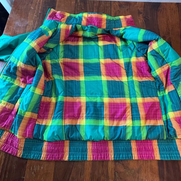 The North Face Green Full Zip Insulated Plaid Lined Jacket Womens Large F11-T502 - Image 3