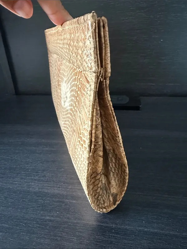 Tan Snakeskin Clutch Wallet - Image 3