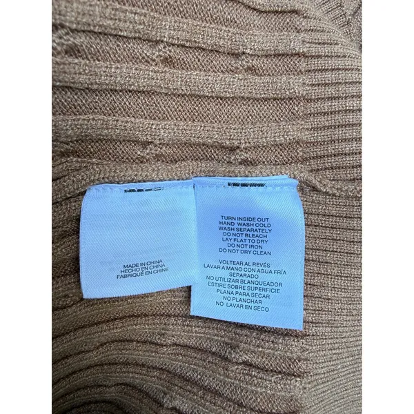Anne Klein Womens Camel Brown Cable Knit V-Neck Pullover‎ Sweater Size Medium - Image 5
