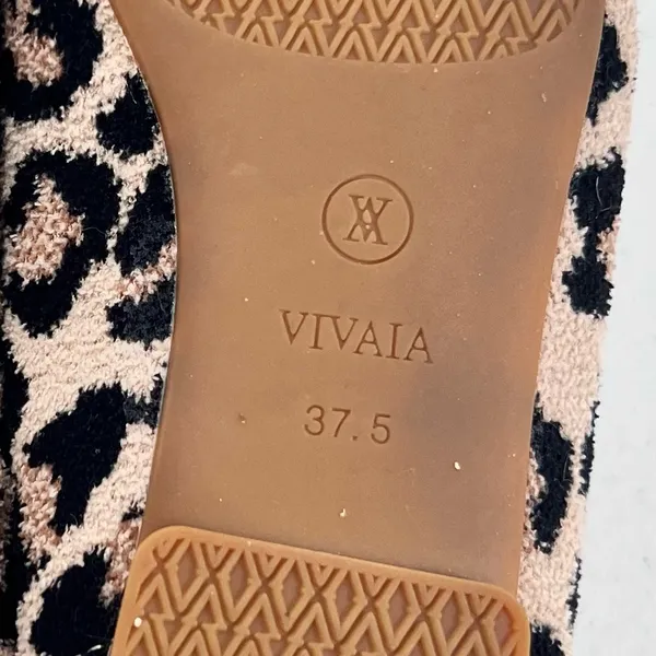 Vivaia Squared Toe Terry Knit Loafers Leopard Print Flat Comfy Shoe - Image 7