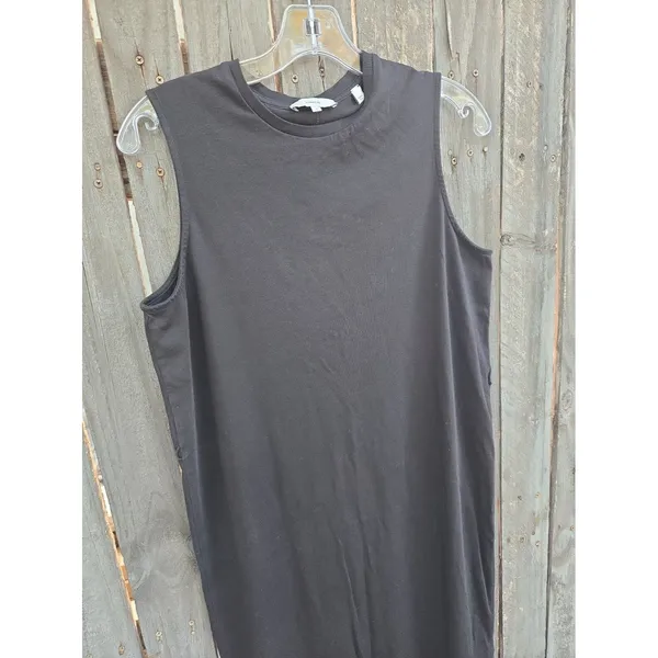 Vince Women’s Medium Pima Cotton Sleeveless Midi Tank Dress Black - Image 3