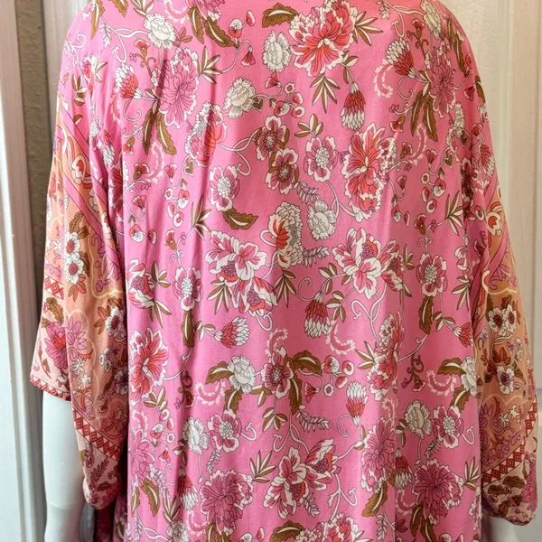R. Vivimos Floral Pink Kimono Robe Size XL. F47 - Image 7