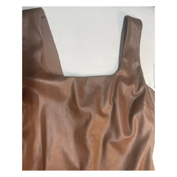 Chocolate Brown And Now This faux leather mini dress size Med, style MR10133GSPU - Image 2