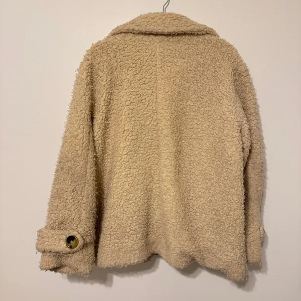 Free People Teddy Peacoat Size Medium Cream Jacket Sherpa So Soft - Image 8
