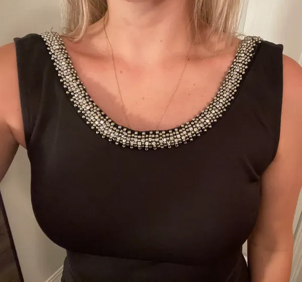 Black With Diamond Sequence Mini Dress Size M - Image 3