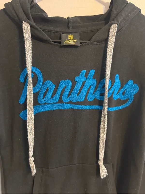 Carolina Panthers NFL Black Blue Football Hoodie Sweatshirt Women's Juniors - Image 3