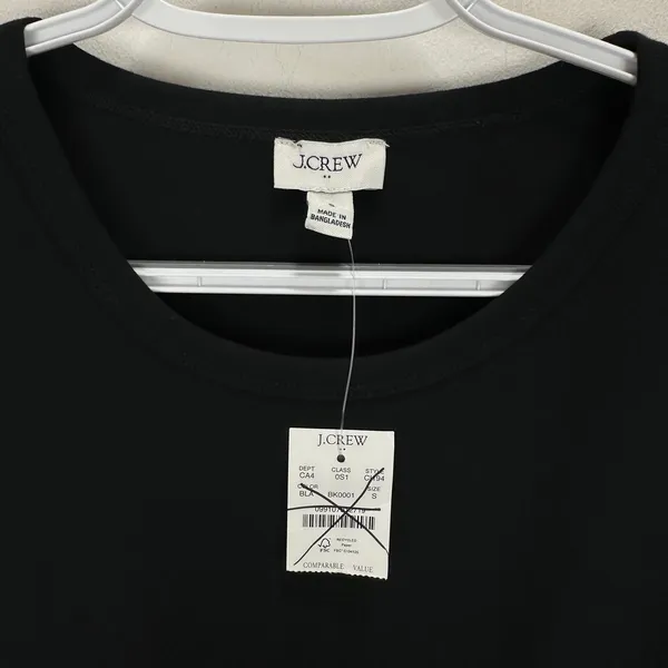 J.Crew Short Sleeve Knit Mixy Dress Black Stretch Cotton A Line Minimalist S NWT - Image 4