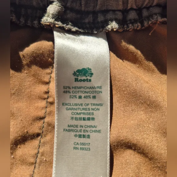 Roots Canada Hemp Jogger summer pull lounge on jogger zipper bottom Pants Medium - Image 9