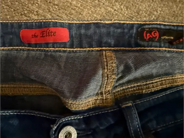 Ag Adriano Goldschmied Dark Blue Denim Jeans with Contrast Stitching - Image 3