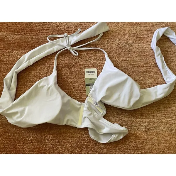SHEKINI White Bikini Top Size L Wrap Style Adjustable Swimwear - Image 4