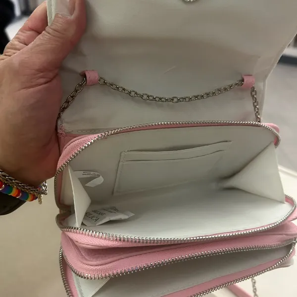 Wet Seal Bag Pink Crossbody Bag with Multicolor Ring-like new - Image 5