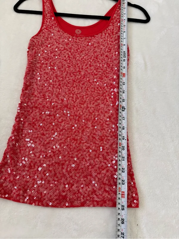 Vintage Old Navy Red Sequin Long Tank Top | Size XS - Image 5