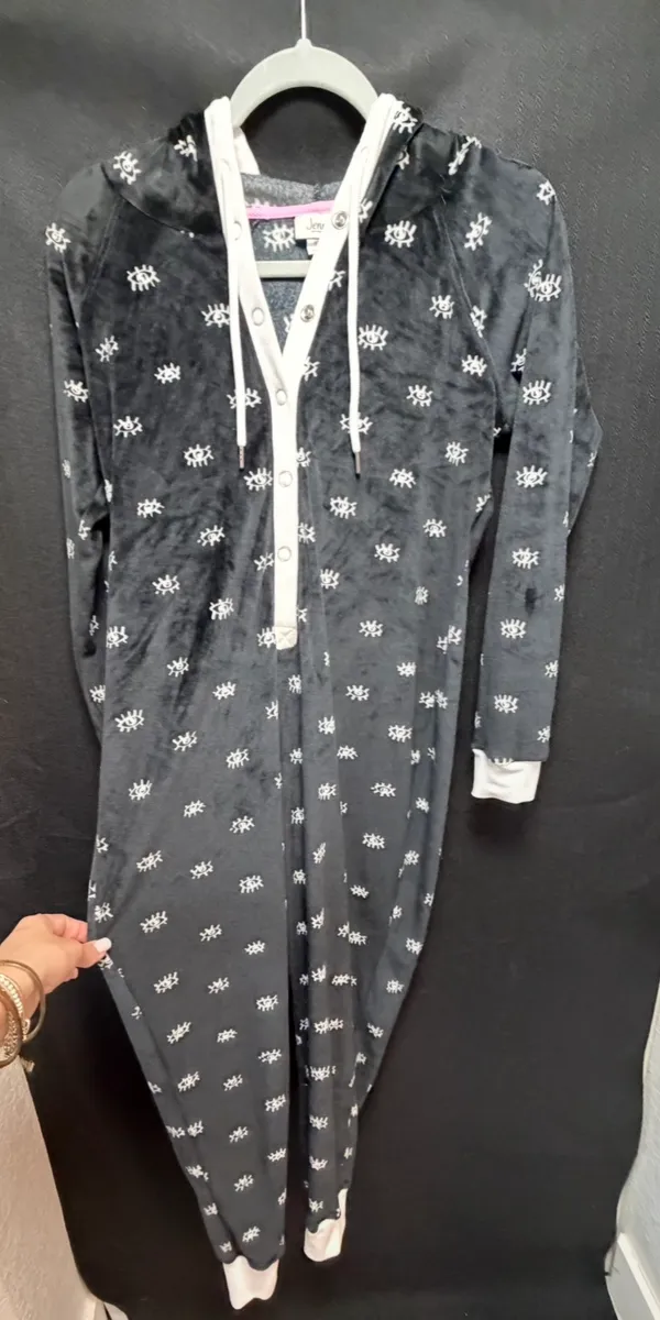 Jenni Fleece Eye Pattern Hooded Onesie Pajamas - Size XS (NWT/No Tags) - Image 8