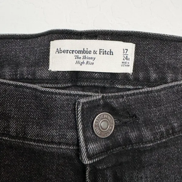 Abercrombie Jeans Size 24 Black Denim Split Hem‎ High Rise Skinny Pants Capsule - Image 7