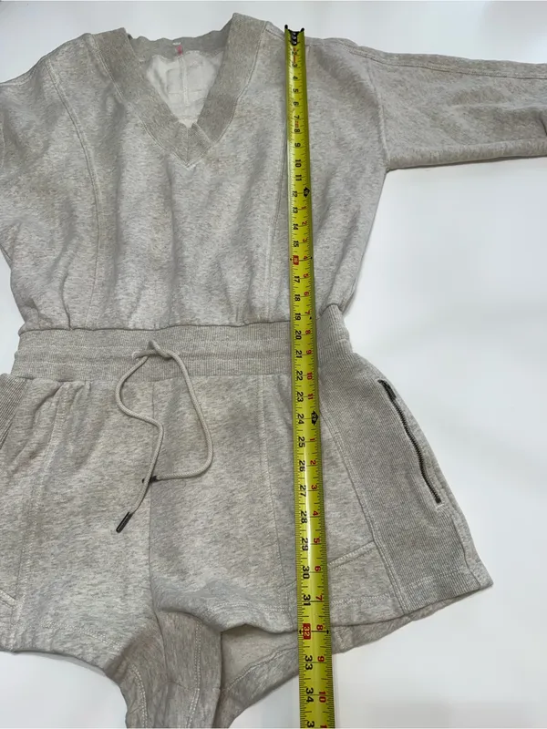 FP Movement by Free People Heather Gray V-Neck Lounge Romper - Image 4