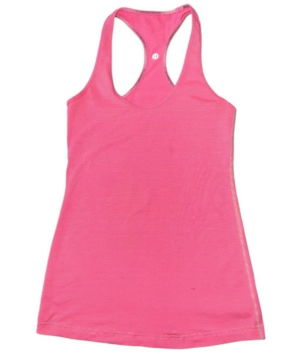 Lululemon Women’s Size 6 Wee Stripe Dine Flash Pink Daily Racerback Tank Top - Image 3