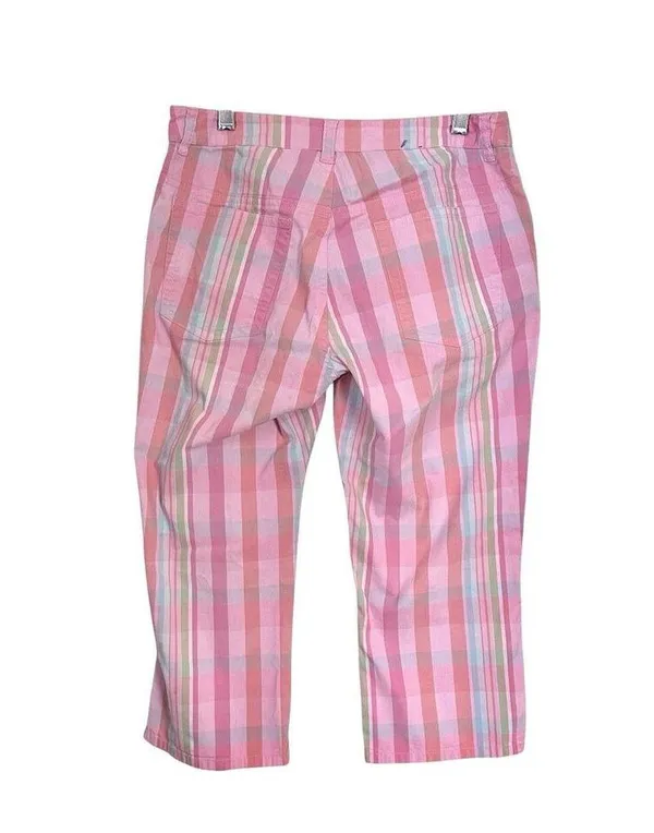 Ralph by Ralph Lauren Womens Sz 0 St Barts Hilite Plaid Pink Capri Pants Y2K - Image 8