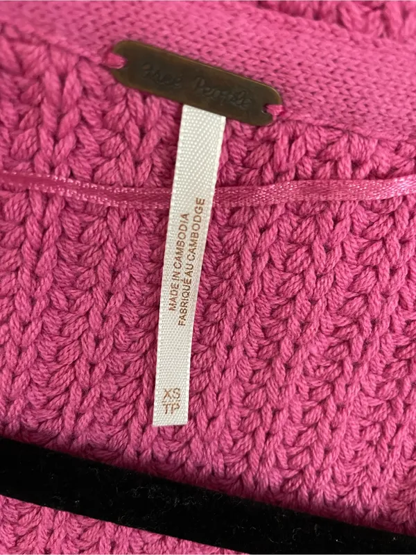 Free People Swim Too Deep Vibrant Fuchsia Ribbed Button Cardigan Size XS - Image 7
