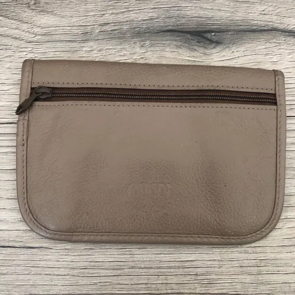Mundi Leather Small Coin Wallet Clutch Pouch Taupe Brown - Image 5