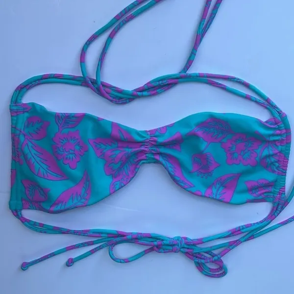 NWOT Victoria’s Secret Teal Hawaiian Purple Tropical Strappy Halter Bikini Top M - Image 6
