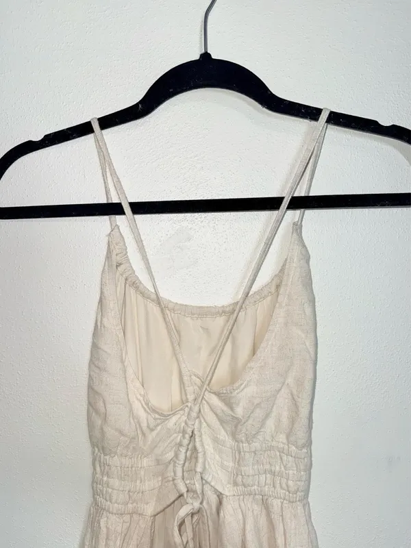American Eagle Halter Open Back Handkerchief Hem Midi Dress Cream NWT - Image 9