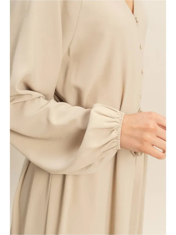 HYFVE Tan V-Neck Tie-Waist Maxi Dress - Image 3