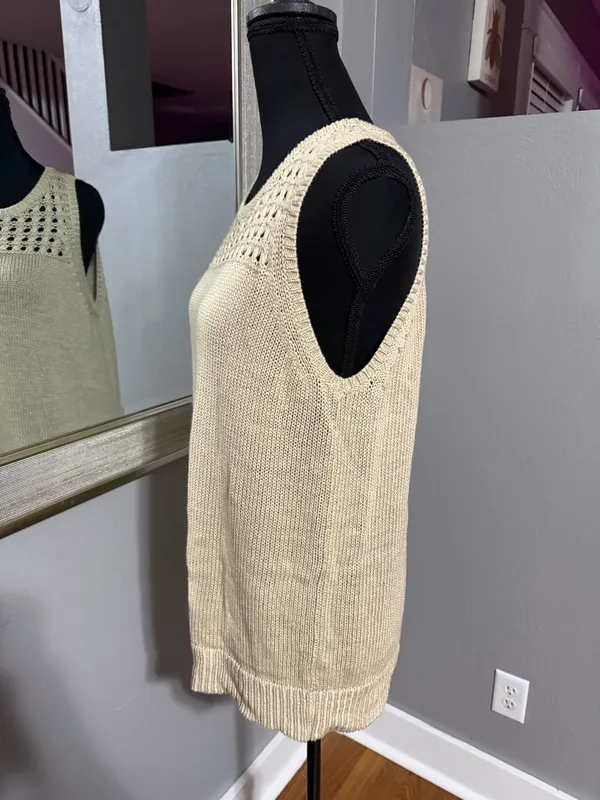 LOFT Cozy-Light Open Knit Sweater Tank | Neutral Capsule Staple | XL - Image 3