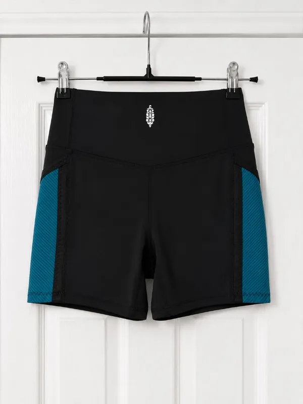 FP Movement Free People High Rise Biker Shorts Black Teal Mesh Pocket XS - Image 3